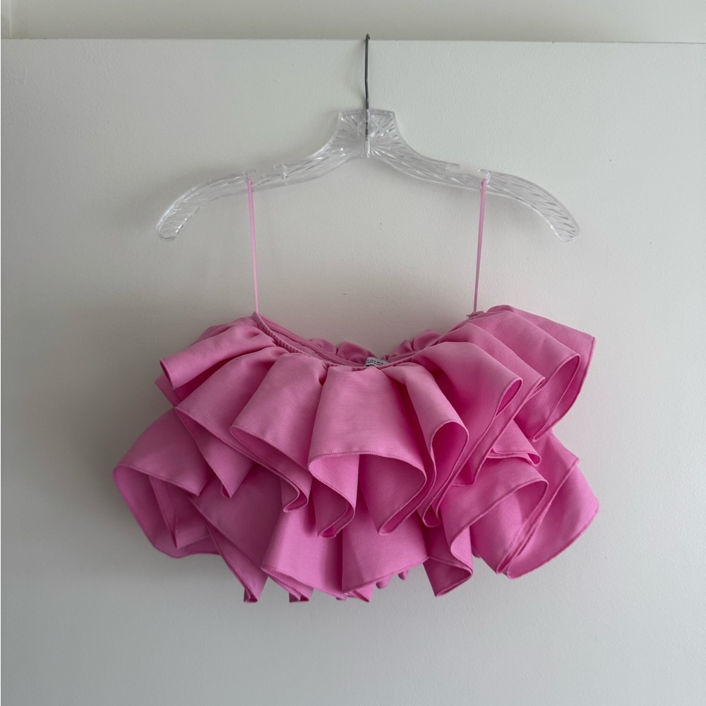 Zara Pink Ruffle Top - Picture 4 of 6